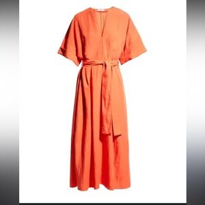 Vince Cuff Sleeve Belted Midi Dress - HARDLY WORN!